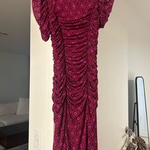 Free People Fuchsia Floral Long Sleeve Dress